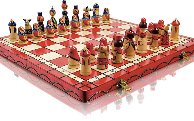 This chess set uses traditional Russian 
matryoshka dolls in place of more conventional warriors.