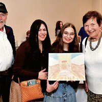 All these photos show Sinai students proudly displaying their artwork to family and friends at the Unique Inspirations Art Show.