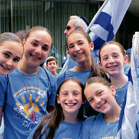 Students from the Moriah School in Englewood wore blue. Students from the Moriah School in Englewood wore blue.