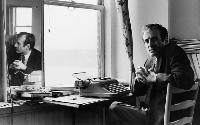 Elie Wiesel at his typewriter, in a still from the documentary “Elie Wiesel: Souls on Fire.” (Oren Rudavsky)