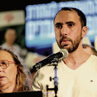 Two days before the last hostages were released, Tal Shoham, who had been held in Gaza and was released in February, speaks at the weekly Bring Them Home rally in Hostages Square in Tel Aviv. (Alexi Rosenfeld/Getty Images) Two days before the last hostages were released, Tal Shoham, who had been held in Gaza and was released in February, speaks at the weekly Bring Them Home rally in Hostages Square in Tel Aviv. (Alexi Rosenfeld/Getty Images)