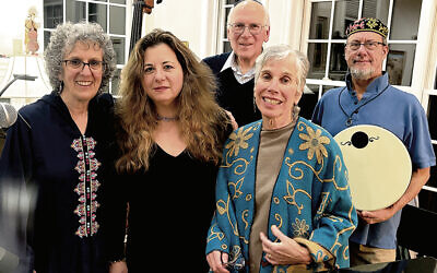 The Taste of Shabbat band —  Judy, Stacy, Ken, Merrill, and Luis.