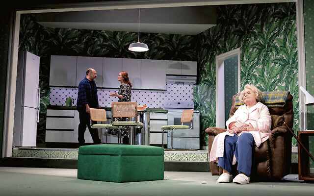 Ms. Squibb, as Marjorie, sits onstage and listens as actors Danny Burstein and Cynthia Nixon speak. (Joan Marcus) Ms. Squibb, as Marjorie, sits onstage and listens as actors Danny Burstein and Cynthia Nixon speak. (Joan Marcus)