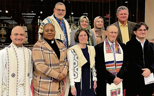 Bottom row, from left: Rev. Marc A. Stutzel of Christ Lutheran Church in Woodcliff Lake, Rev. Sharon Gross-Gill of Pascack Reformed Church in Park Ridge, Rabbi Loren Monosov and Cantor Emeritus Mark Biddelman of Temple Emanuel of the Pascack Valley in Woodcliff Lake, and Fatih Silverhead of the Peace Islands Institute in Hasbrouck Heights. Top row, from left: Cantor lan Sokoloff of Temple Emanuel, Esra Tozan and Refia Sena of the Peace Islands Institute, and Mayor Carlos Rendo of Woodcliff Lake. Bottom row, from left: Rev. Marc A. Stutzel of Christ Lutheran Church in Woodcliff Lake, Rev. Sharon Gross-Gill of Pascack Reformed Church in Park Ridge, Rabbi Loren Monosov and Cantor Emeritus Mark Biddelman of Temple Emanuel of the Pascack Valley in Woodcliff Lake, and Fatih Silverhead of the Peace Islands Institute in Hasbrouck Heights. Top row, from left: Cantor lan Sokoloff of Temple Emanuel, Esra Tozan and Refia Sena of the Peace Islands Institute, and Mayor Carlos Rendo of Woodcliff Lake.