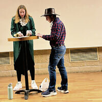 Scenes from the megillah reading and Purim spiel by this year’s cohort of Kivunim students.