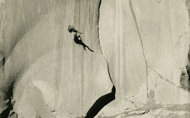 This wide-angle view shows Eitan Armon taking the difficult Zodiac route up El Capitan. (Elena Neuman) This wide-angle view shows Eitan Armon taking the difficult Zodiac route up El Capitan. (Elena Neuman)
