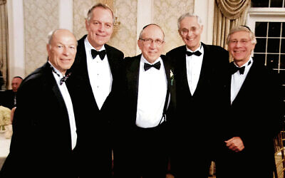 This photo of Dr. Kenneth Prager’s chevrutah was taken approximately 20 years ago. From left: Dr. Arthur Helft, Dr. Prager, Dr. Walter Berkowitz, Dr. Michael Harris, and Paul Herman.