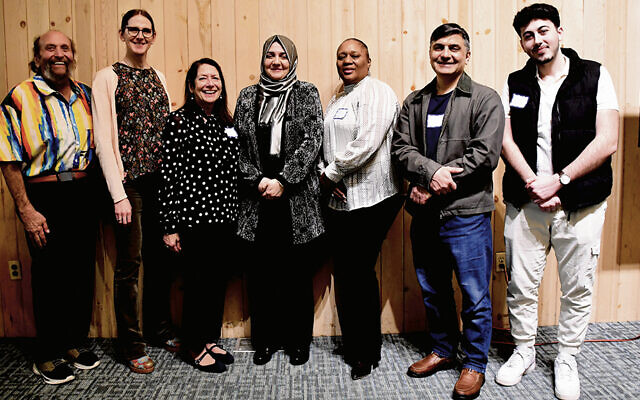 From left: Rabbi/Cantor Lenny Mandel of Congregation B’nai Israel; Rev. Andreé Cornelia Moll of the Central Unitarian Church; Ellen Michelson, CBI’s interfaith coordinator; Esra Tozan of the Peace Islands Institute; Rev. Sharon Gross-Gill of the Pascack Reformed Church; Hakan Yesilova, editor of Fountain magazine, and Yosef Mert of Edep Academy. (Courtesy CBI)