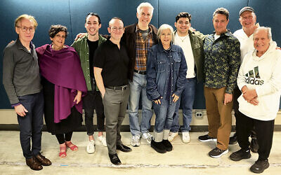 The cast gathers for the first rehearsal of “Lenny Bruce.” Susan Charlotte is second from left. (Richard Hillman) The cast gathers for the first rehearsal of “Lenny Bruce.” Susan Charlotte is second from left. (Richard Hillman)