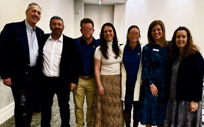 Mitch Shapiro, Brig. Gen. Amit Edri, former Lone Soldier Sergeant Motty, Lt. Col. (Res.) Liora Rubinstein, former Lone Soldier Captain Ruchie, Chief Development Officer Amy Golding, and Amy Shapiro. Courtesy of the Lone Soldier Center in Memory of Michael Levin
