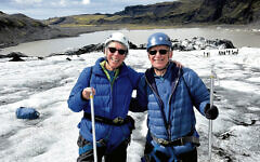Merrill and Andy Silver are on a glacier in Iceland.