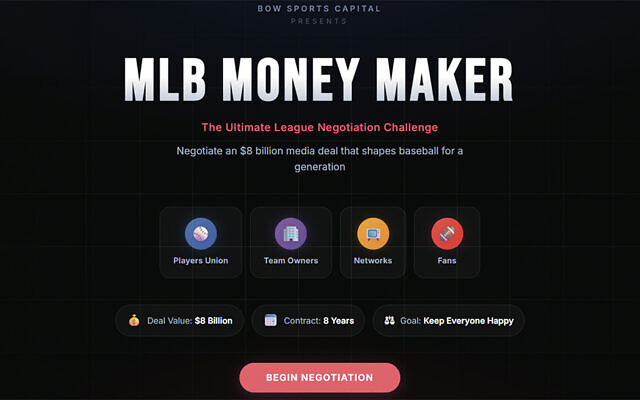 The “MLB Money Maker” challenge turns kids into the negotiators of an $8 billion, eight-year media contract.