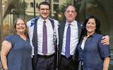 CBS/FLJC lay leaders went to JTS for Rabbi Bloostein’s ordination: from left, Carol Marcus, Eitan Bloostein, Neil Garflinkle, and Gail Rottenstrich.