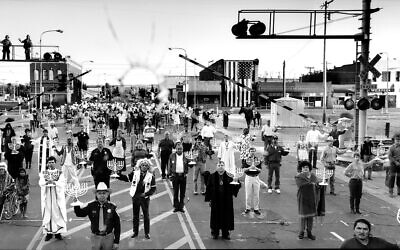 Citizens protest antisemitic acts in Billings, Montana, in 1994. (Frederic Brenner, courtesy of Howard Greenberg Gallery)