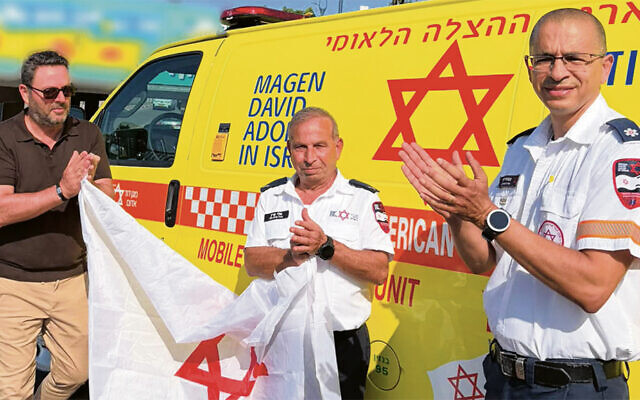 Akko Mayor Ohad Segev, Eli Peretz, and Amos Dadon (courtesy AFMDA)