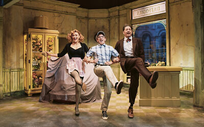 Betsy Wolfe, Ethan Slater, and Reg Rogers dance in the new production of “Little Shop of Horrors.” (Emilio Madrid)