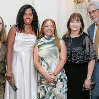 Enjoying the evening are, from left, Ellen Carbone, Nackesha “Kelsey” Elliott-Dobson, Ana Pinales Perez, Mary Ann Harshberger, and Alan Lieber.