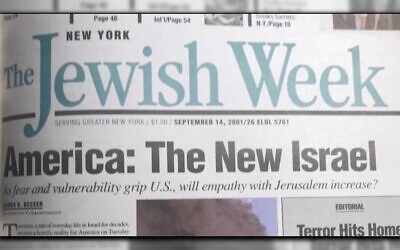 The Jewish Week's front page on Sept. 14, 2001.