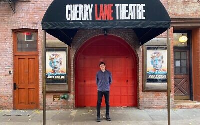 Alex Edelman appears in the one-man show. “Just for Us,” at New York’s Cherry Lane Theatre. (Alex Edelman, via Twitter)