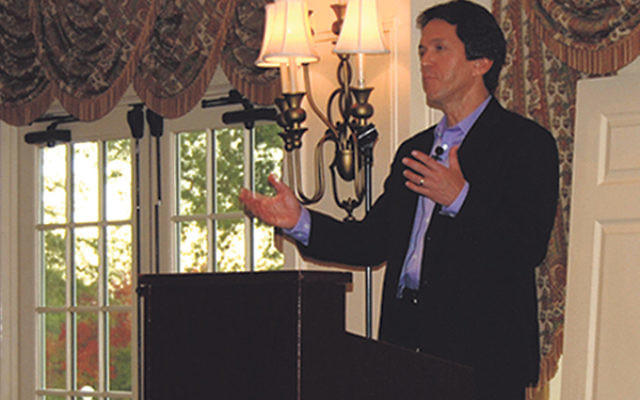 Mitch Albom tells the gathering at Green Brook Country Club about the chance events that turned the former sports writer into one of the world’s best-selling authors.     