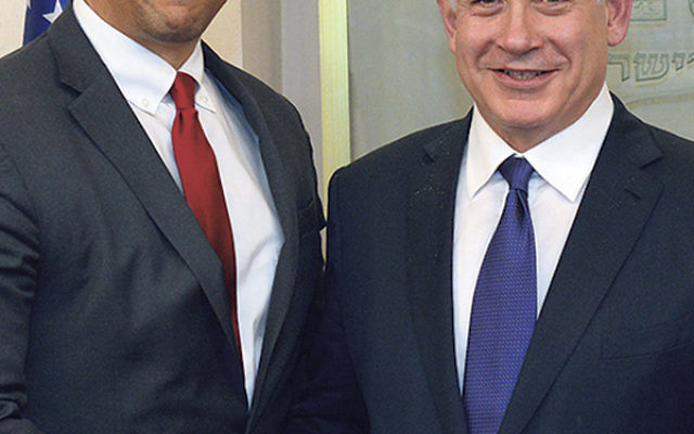 U.S. Sen. Cory Booker, left, met with Israeli Prime Minister Benjamin Netanyahu during a recent mission to Israel and other American ally nations by Democratic senators. 