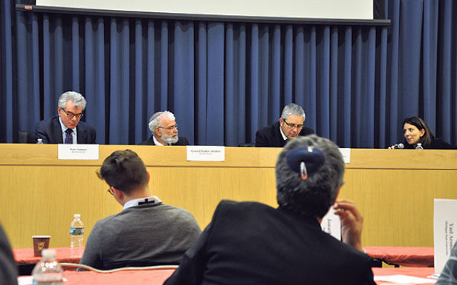 Taking part in a CISS panel on the next phase of the Iran nuclear deal are, from left, Gary Samore of Harvard University, General Yaakov Amidror of Bar-Ilan University, Ariel Levite of the Carnegie Endowment for International Peace, and conference cochair
