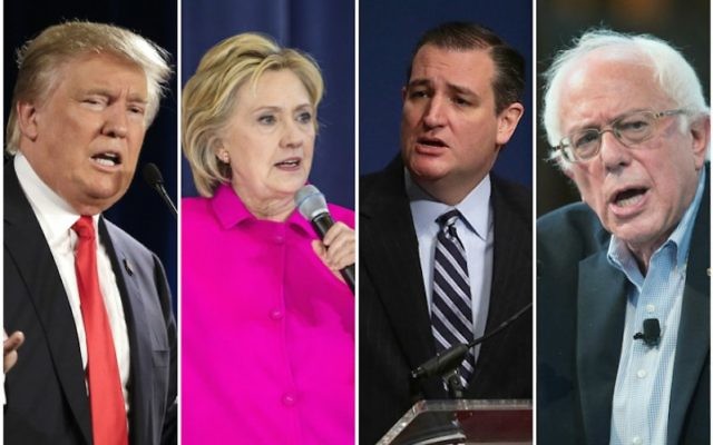 From left, presidential candidates Donald Trump, Hillary Clinton, Ted Cruz and Bernie Sanders. (Getty Images)