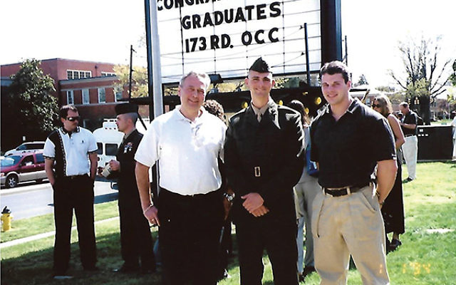 Eilon Even-Esh, center, in 2000, with his father, Alex, and brother, Zach, after receiving his commission as an officer in the U.S. Marine Corps. Photos courtesy Eilon Even-Esh