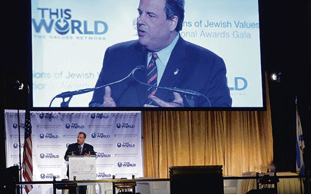 Gov. Chris Christie delivered a talk on foreign affairs during a May 20 gala for Rabbi Shmuley Boteach’s Jewish Values organization. 