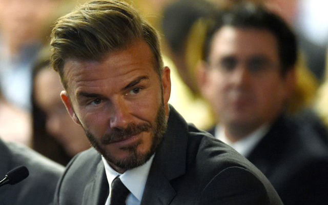 David Beckham looking on during a Southern Nevada Tourism Infrastructure Committee meeting at UNLV in Las Vegas, Nevada, April 28, 2016.