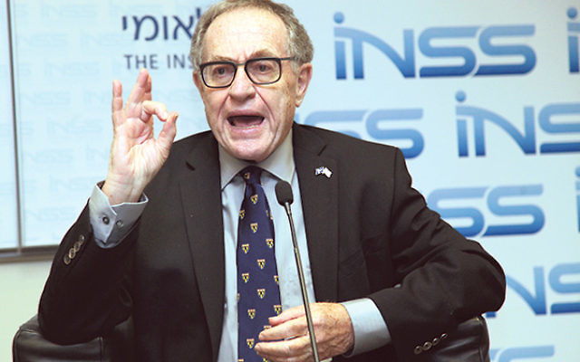Author Alan Dershowitz, a foe of the Iran nuclear agreement, at the Institute for National Security Studies in Ramat Aviv, Israel, in December 2013. 