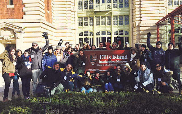 American and Israeli students from Project Gesher visit Ellis Island with their supervisors to learn about American-Jewish history during a walking tour on Dec. 18.