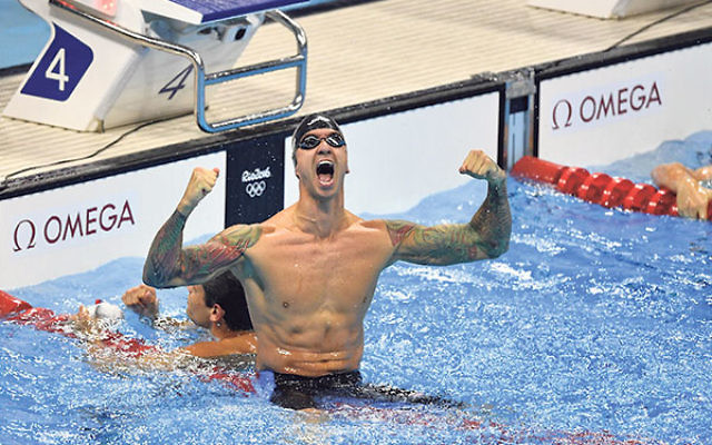 Anthony Ervin reacting after winning the men’s 50-meter freestyle final at the Olympic Aquatics Stadium in Rio de Janeiro. 