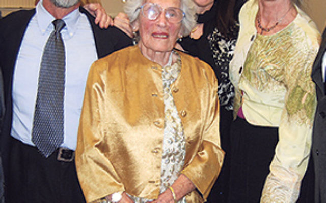 Anitta Fox, front left, with her children, from left, Dan, Judy, and Serena, at the event honoring Fox’s father, Fred Boyko, and the family.     
