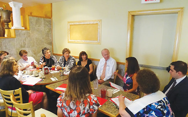 Rep. Rodney Frelinghuysen often avoids large constituent gatherings. In July he met at a diner with members of Hadassah’s Northern NJ region. Photos by Robert Wiener