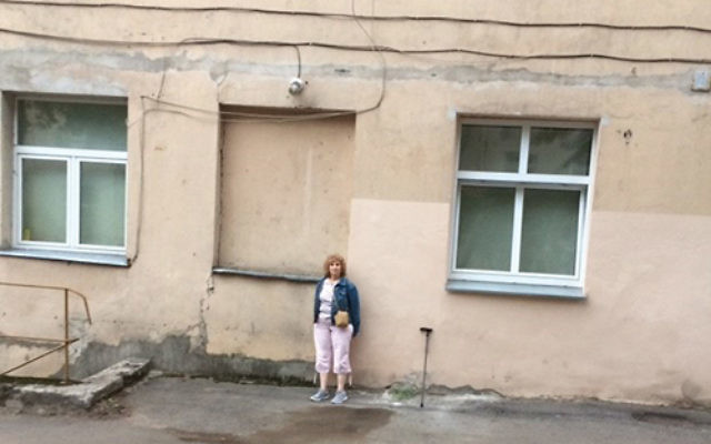 Debra Maller in front of the school in Vilnius where a relative once served as director. Photos courtesy Debra Maller