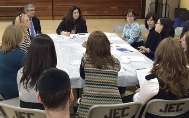 During a visit to JEC, Assemblywoman Annette Quijano discusses efforts to get more state funding for special-needs education at private schools.