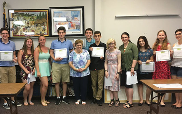 J Team coordinator Linda Benish, fifth from left, with graduates of the J Team Teen Philanthropy Program.  Photo courtesy Jewish Federation in the Heart of New Jersey
