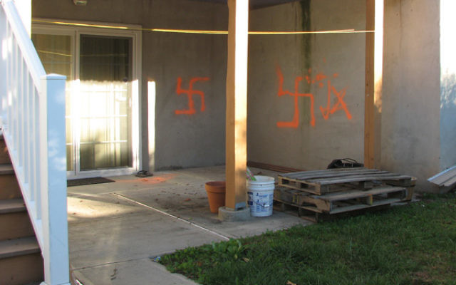 Swastikas spray-painted onto the Union home of Democratic congressional candidate Peter Jacob.