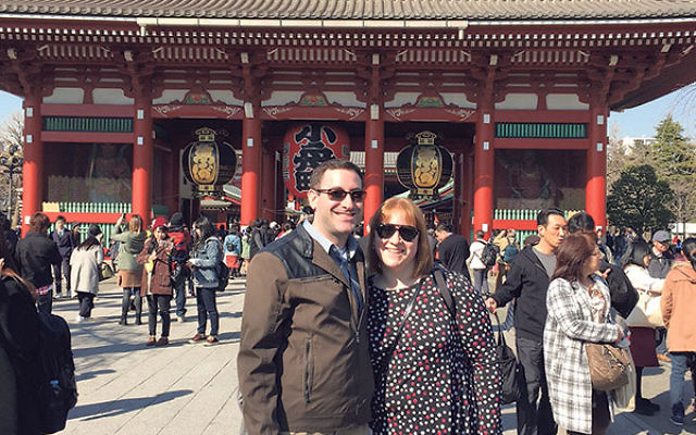 Danielle Ross and Adam Levoy at the Meiji Shrine in Tokyo, which was built in 1915 to honor the spirits of Emperor Meiji and Empress Shoken