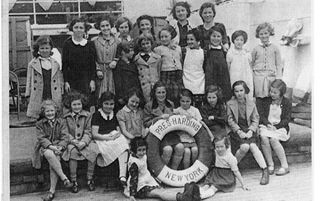 The rescued children aboard the USS President Harding on their way to the United States.     