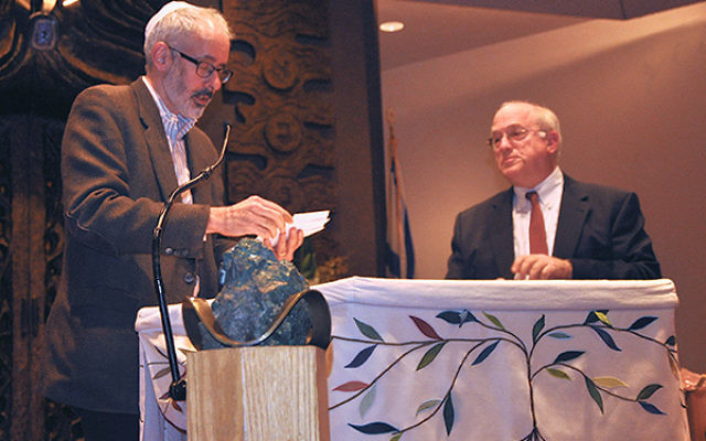 Ambassador Daniel Kurtzer, right, with Fred Appel, cochair of The Jewish Center’s adult education committee.