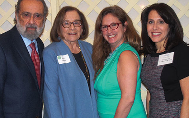 At the NCJW/Essex event are, from left, Donald and Ellen Legow, Dahlia Lithwick, and NCJW/Essex president Shari Harrison.