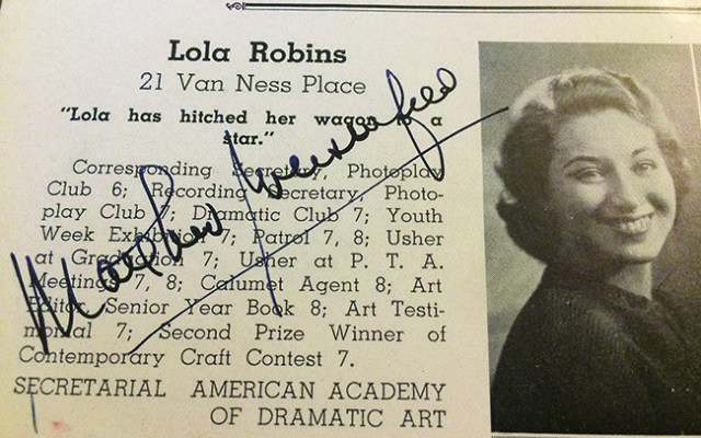 Lola Robins’ photograph from the January 1935 Weequahic High School yearbook, “The Wigwam.” Photo courtesy Lola Robins Oremland