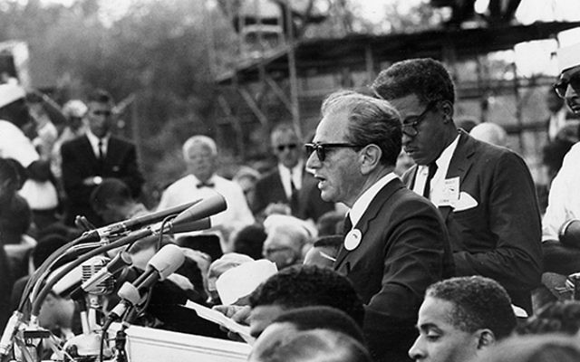 Joachim Prinz: I Shall Not Be Silent — being screened Jan. 17 at Congregation Beth El — chronicles the Newark rabbi’s role as a leading civil rights activist; here Prinz addresses the crowd at the 1963 March on Washington, just