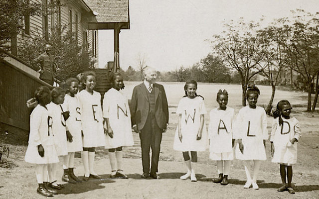 Julius Rosenwald with students from a Rosenwald School