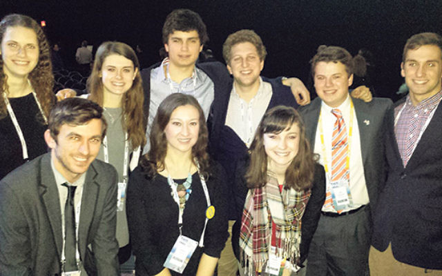 Kate Gardner, first row, right, with other members of the Princeton delegation to the AIPAC conference; attending, she said, expanded her knowledge about what is happening in Israel and issues around Iran.