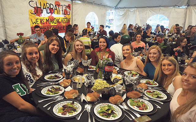 Students began gathering before Shabbat for the traditional dinner at Chabad at Rowan University.