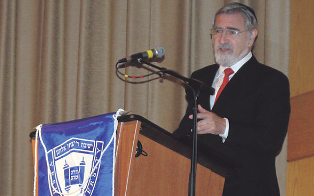 Rabbi Lord Jonathan Sacks, former chief rabbi of Great Britain, spoke about responsibility and the High Holy Days on the Kushner campus in Livingston.