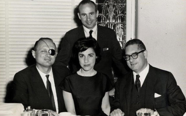 Alan Sagner, UJA special gifts chairman, standing, with Moshe Dayan, wife Ruth Sagner, and Rabbi Herbert A. Friedman of national UJA leadership, circa 1961. Photos courtesy Jewish historical society of nj